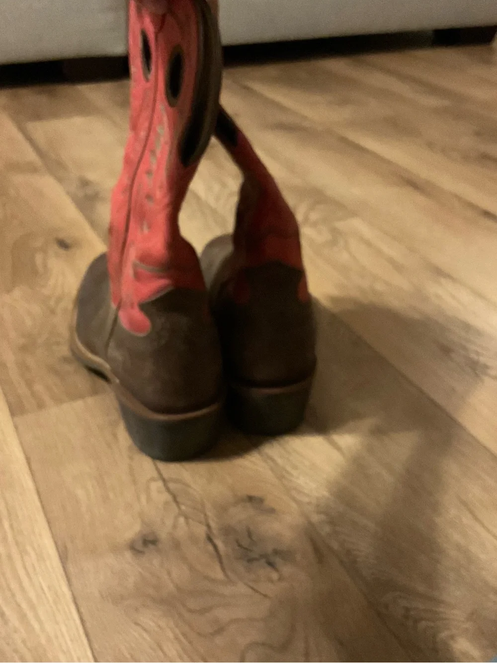 Ariat Brown Leather Boots with Red Embroidered Shaft